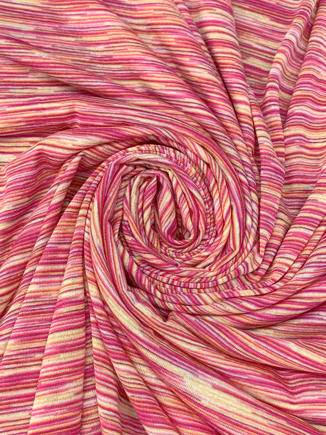 French Pink/Red-Violet/Deep Peach/Multi 100% Rayon Horizontal Space-Dyed Jersey Knit - LA Designer - 64W