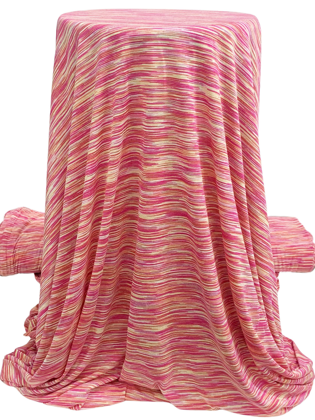 French Pink/Red-Violet/Deep Peach/Multi 100% Rayon Horizontal Space-Dyed Jersey Knit - LA Designer - 64W