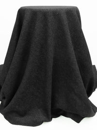 Heathered Pewter Gray/Black Wool/Polyester Two-Tone Twill Coating - NY Designer - 59W