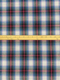 Silver Lake Blue/Candy Pink/Black 100% Cotton Plaid Double Gauze - LA Designer - 58W