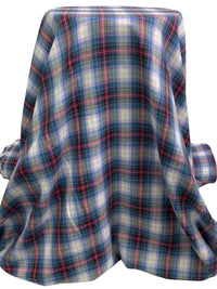 Silver Lake Blue/Candy Pink/Black 100% Cotton Plaid Double Gauze - LA Designer - 58W
