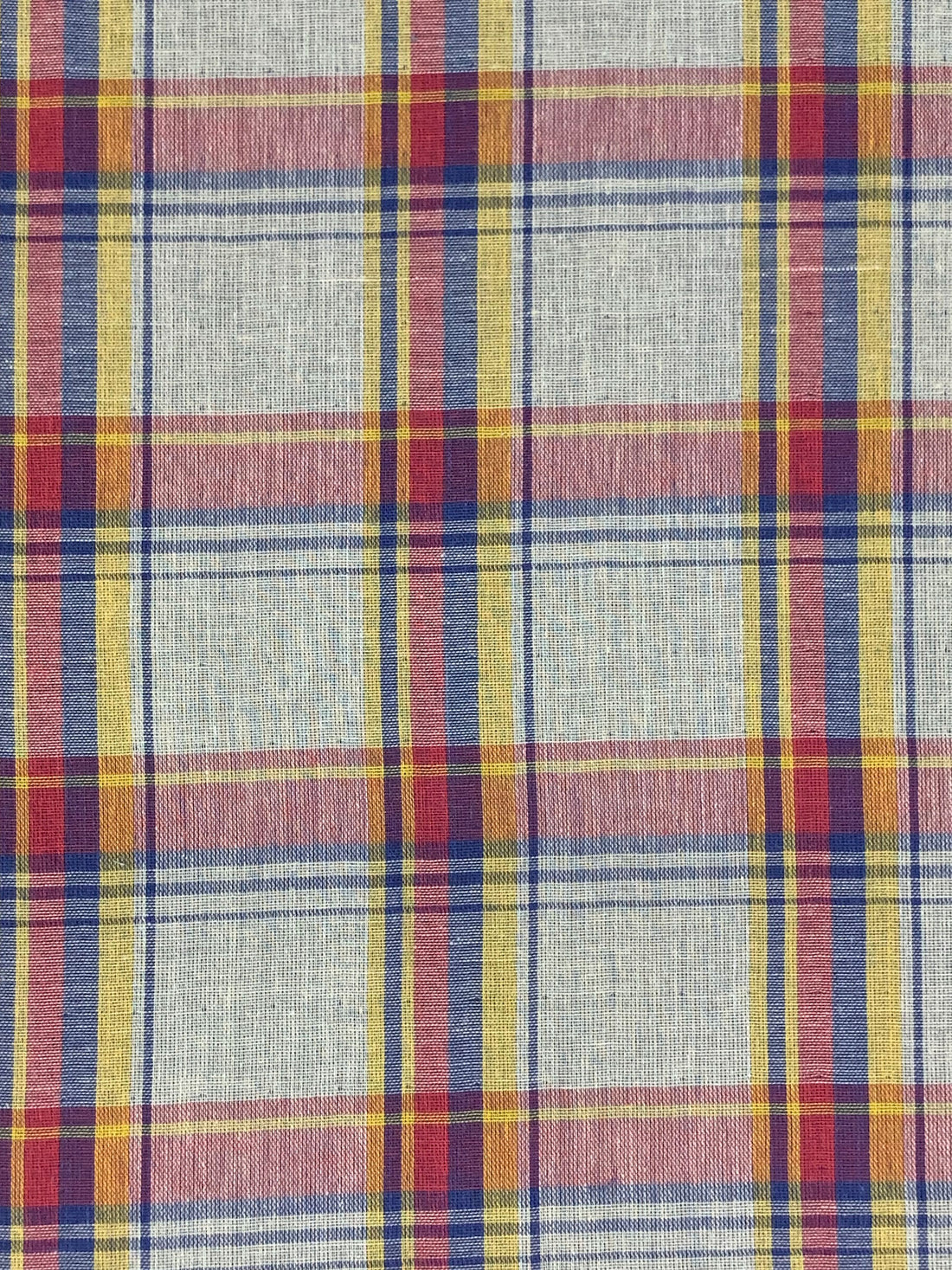 Bone/Deep Iris/Light Carmine Pink/Multi 100% Cotton Plaid Double-Faced Gauze - LA Designer - 58W