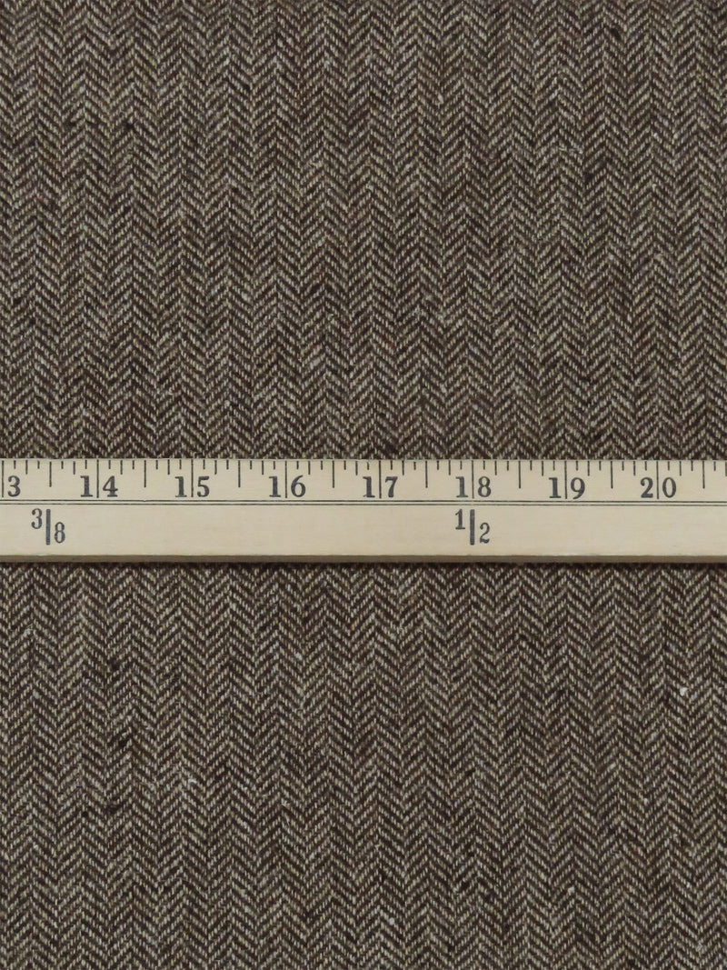 Coffee Brown/Biscuit Brown Wool/Polyester Herringbone Suiting - NY Designer - 58W