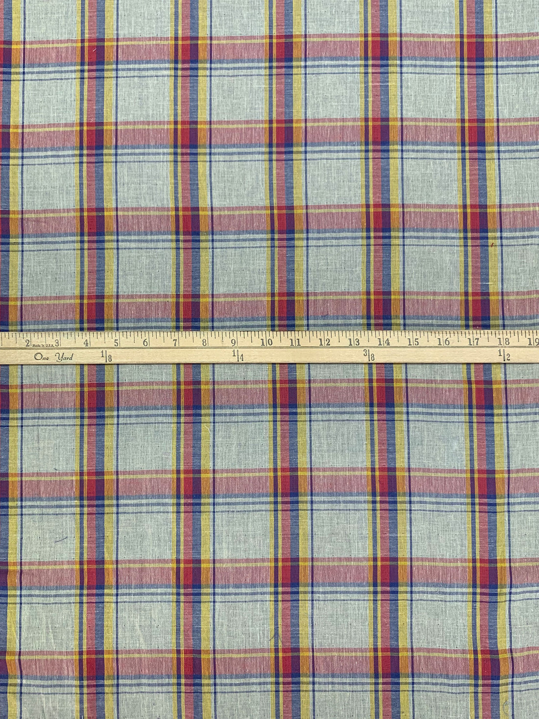 Bone/Deep Iris/Light Carmine Pink/Multi 100% Cotton Plaid Double-Faced Gauze - LA Designer - 58W