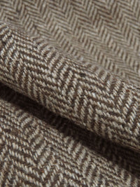 Coffee Brown/Biscuit Brown Wool/Polyester Herringbone Suiting - NY Designer - 58W