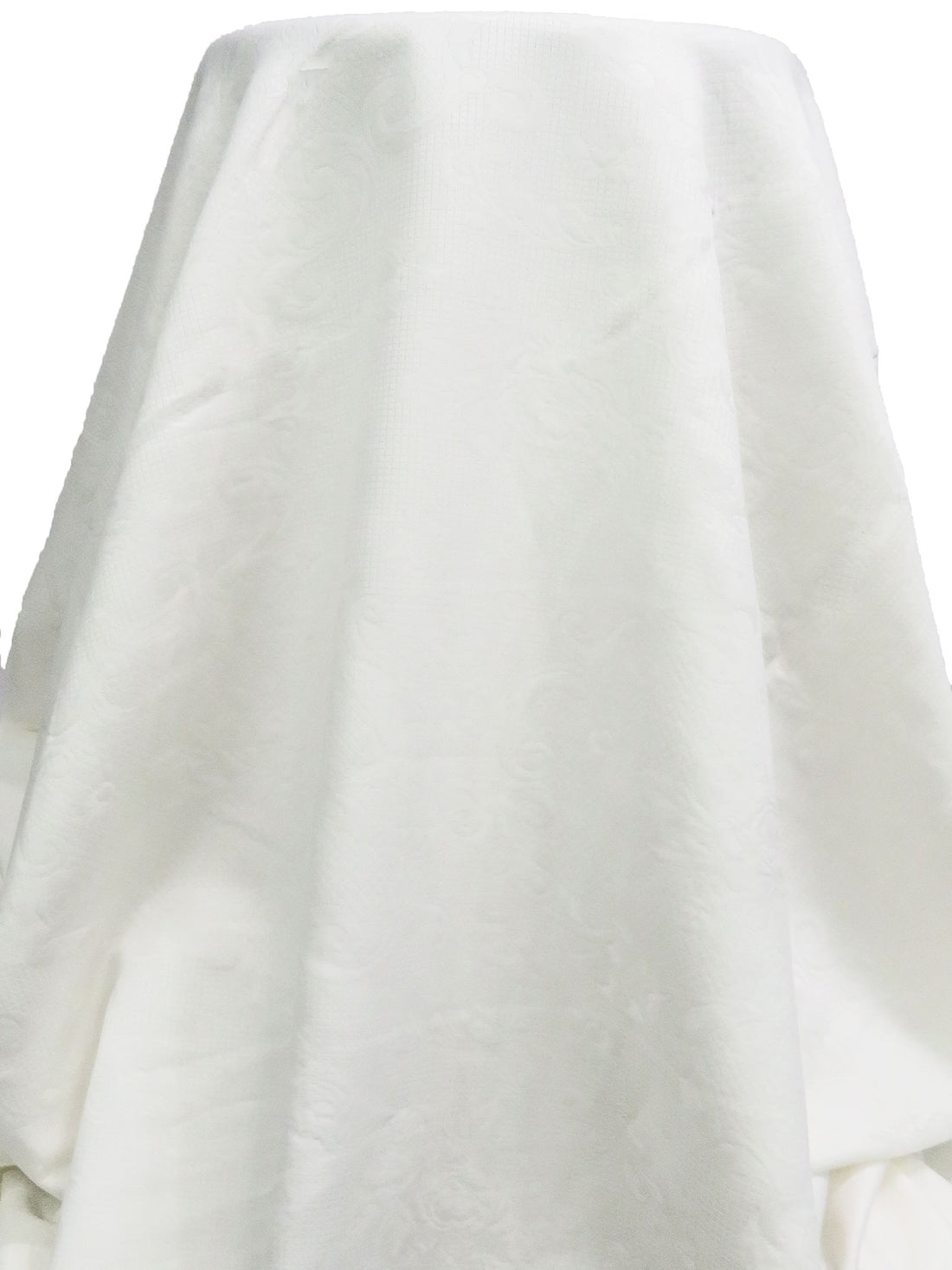 Warm White 100% Cotton Ornate Floral Quilted-Look Jacquard - Imported From Italy - 104W