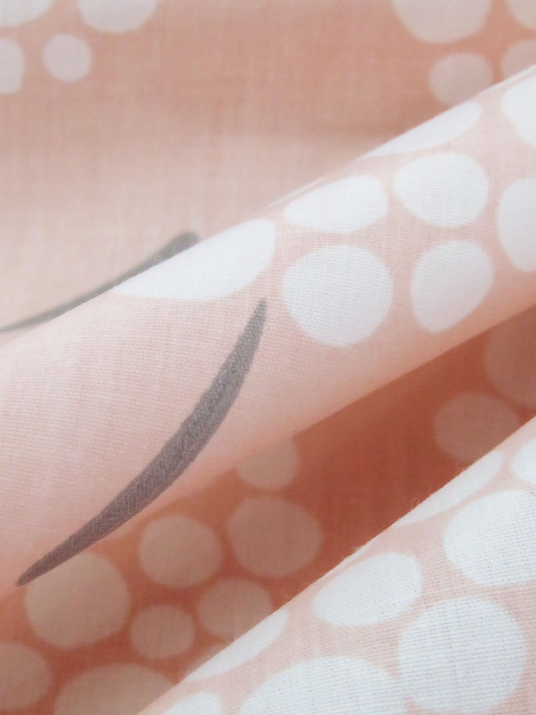 Muted Peach/White/Muted Lead Gray Polyester/Cotton Abstract Floral Print Broadcloth 58W