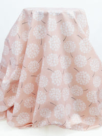 Muted Peach/White/Muted Lead Gray Polyester/Cotton Abstract Floral Print Broadcloth 58W