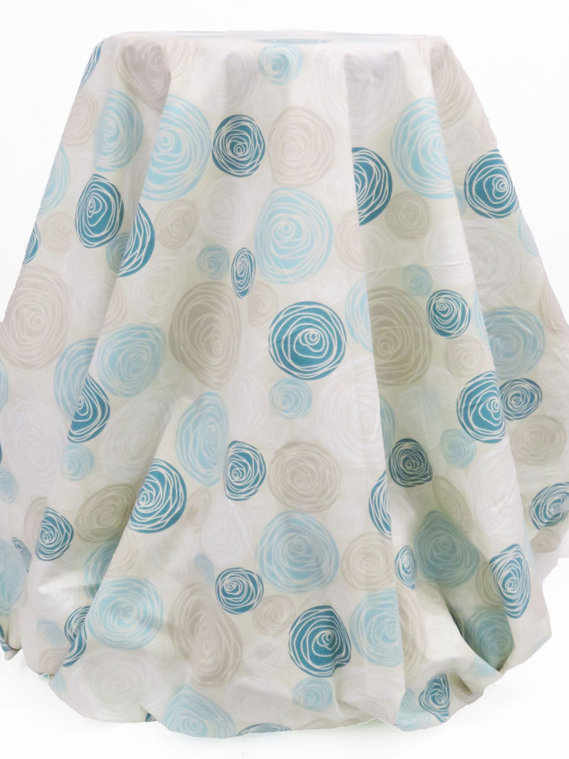 Wet Cement/Dark Teal/Sky Blue/Multi Polyester/Cotton Rose Print Broadcloth 58W