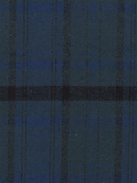 Dark Lapis Blue/Muted Evergreen/Black 100% Cotton Plaid Crepe Flannel - NY Designer - 42W