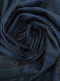 Dark Lapis Blue/Muted Evergreen/Black 100% Cotton Plaid Crepe Flannel - NY Designer - 42W