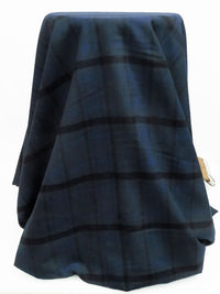 Dark Lapis Blue/Muted Evergreen/Black 100% Cotton Plaid Crepe Flannel - NY Designer - 42W