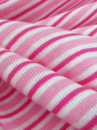 Tickle Me Pink/Light Jazzberry/White Cotton/Polyester Horizontal Stripe Weave Jersey Knit 60W