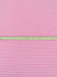 Tickle Me Pink/Light Jazzberry/White Cotton/Polyester Horizontal Stripe Weave Jersey Knit 60W