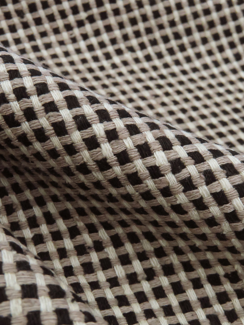 Burlap/Coyote Brown/Black 100% Silk Checkerboard Weave Suiting 56W