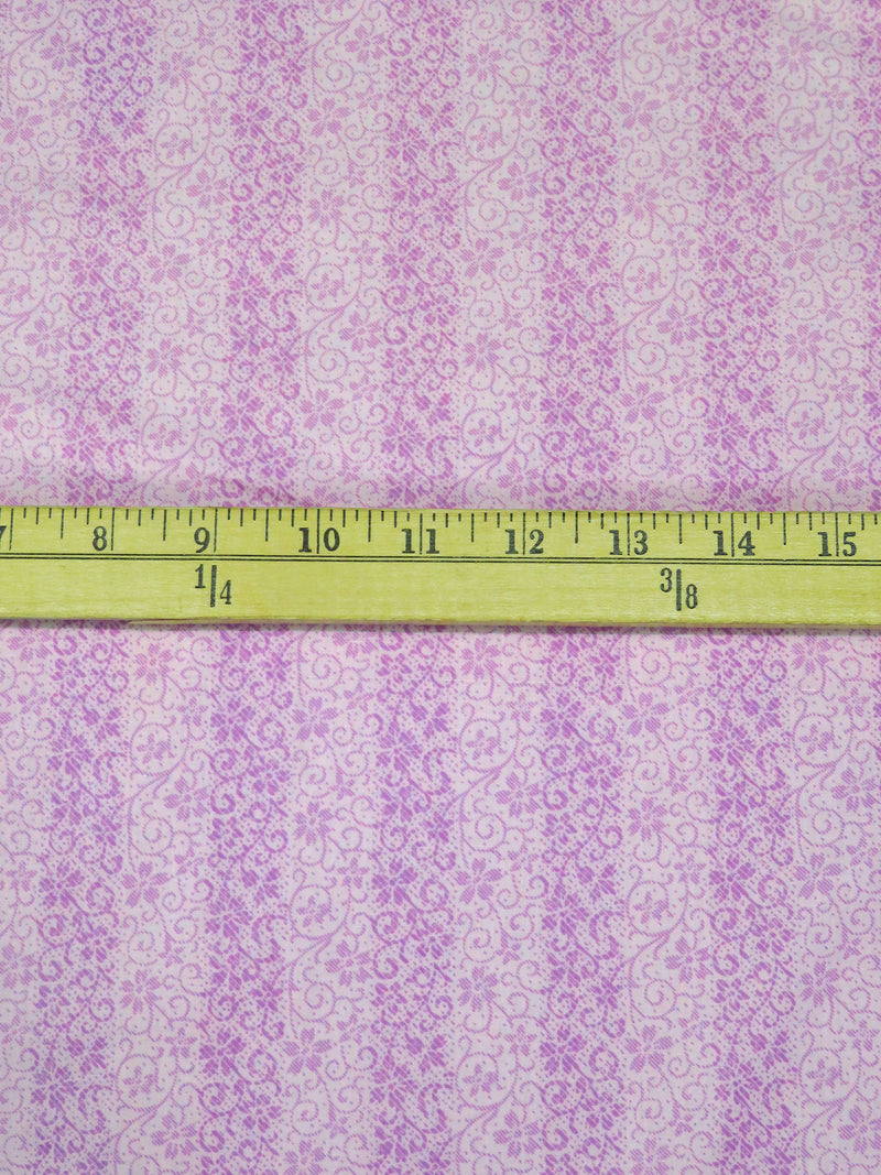 Thistle/Light Medium Orchid Polyester/Cotton Floral Vertical Stripe Print Broadcloth 58W
