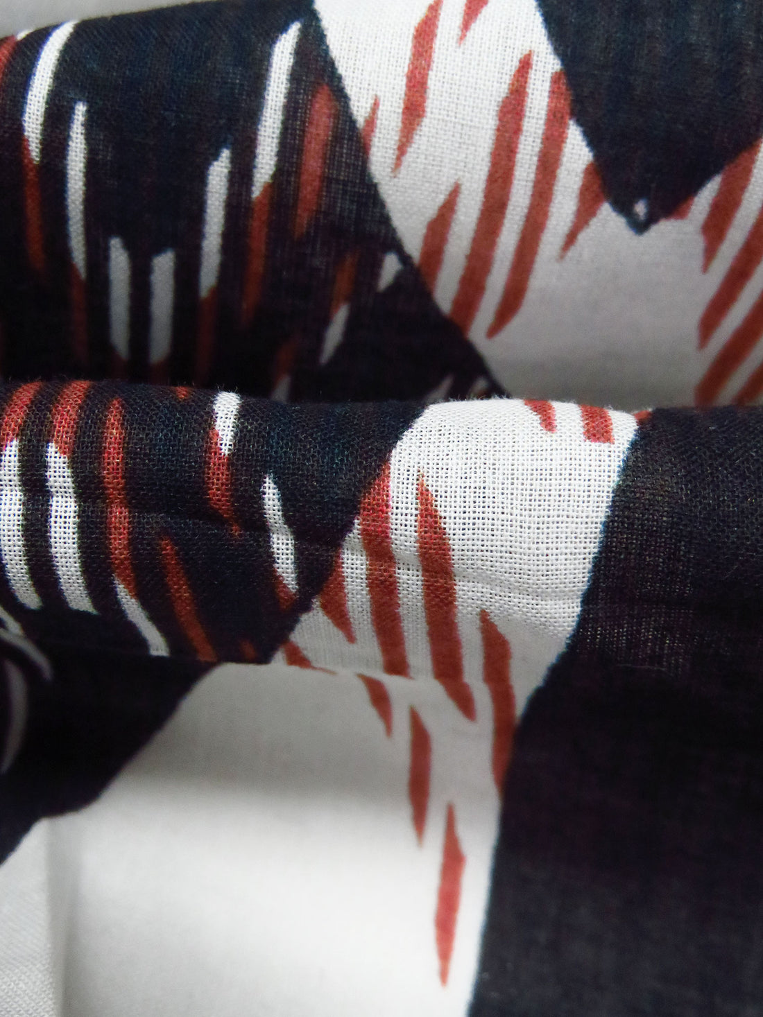 White/Chocolate/Midnight Navy/Multi 100% Cotton Abstract Print Voile 56W