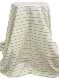 Antique Off-White/Black Tencel/Linen Horizontal Stripe Shirt Weight Woven - NY Designer - 58W