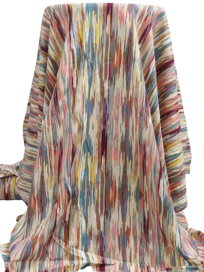 Manilla/Maize/Wintergreen/Multi Cotton/Rayon Abstract Line Print Voile 52W