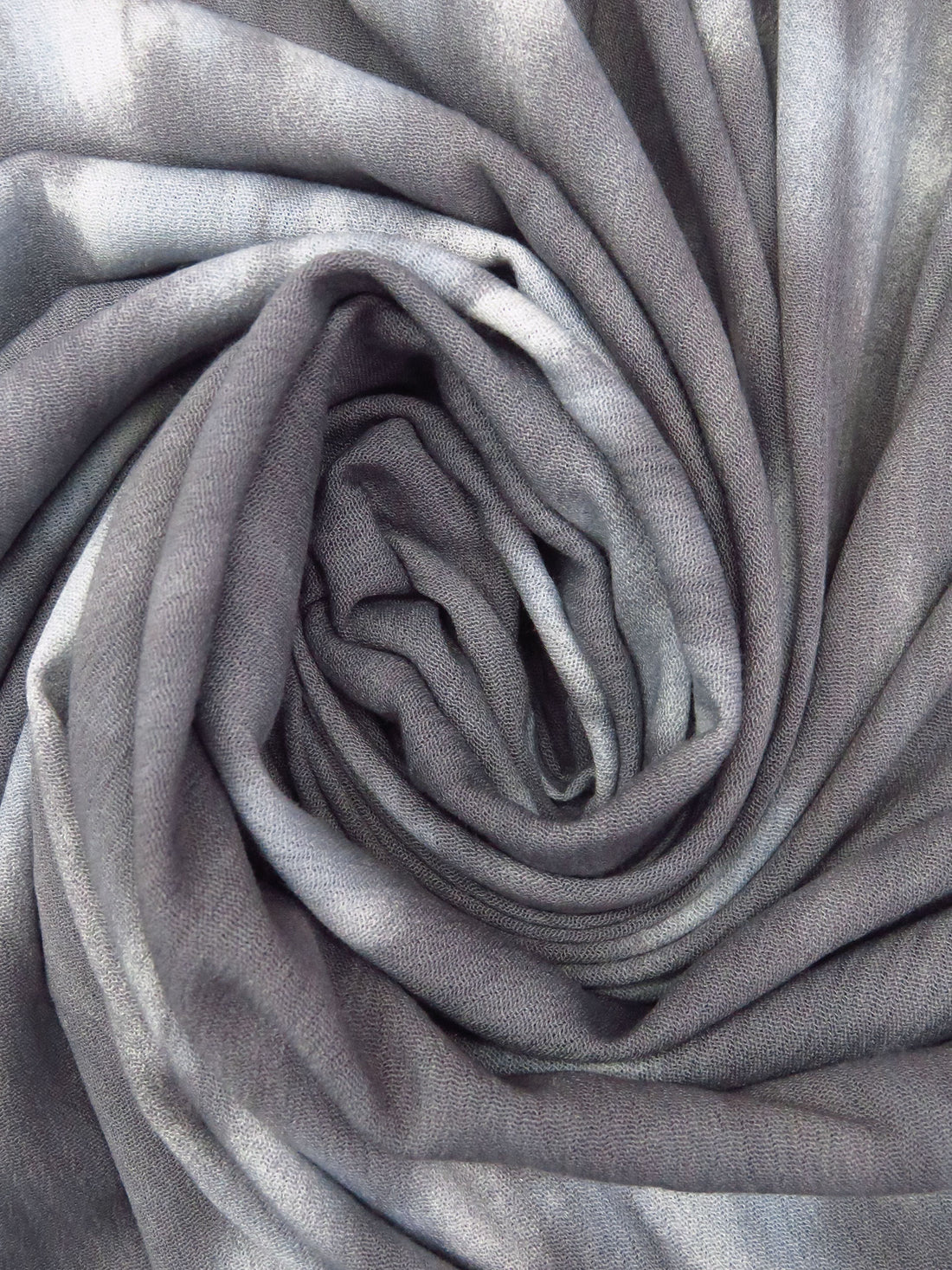 Dim Gray/White/Light Steel Blue 100% Rayon Tie-Dye Look Stripe Print Crinkle Challis 50W