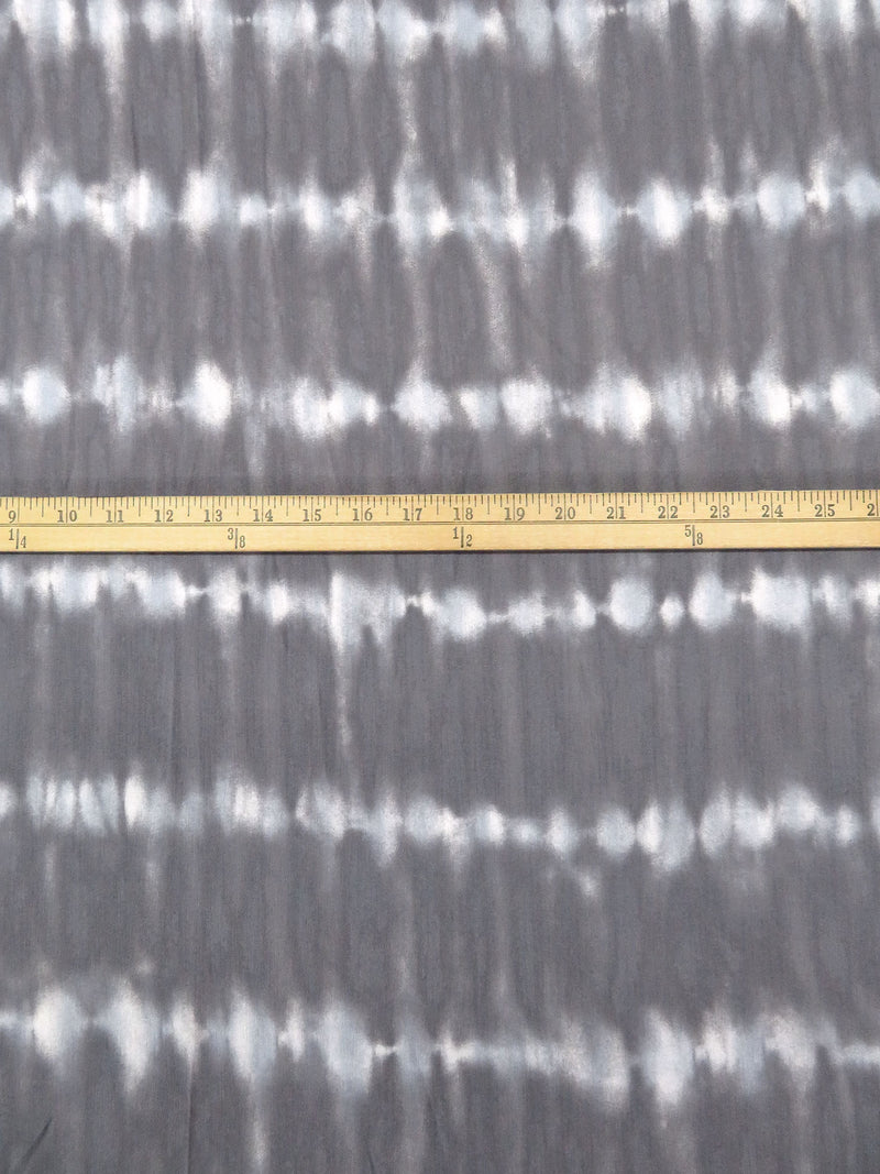 Dim Gray/White/Light Steel Blue 100% Rayon Tie-Dye Look Stripe Print Crinkle Challis 50W