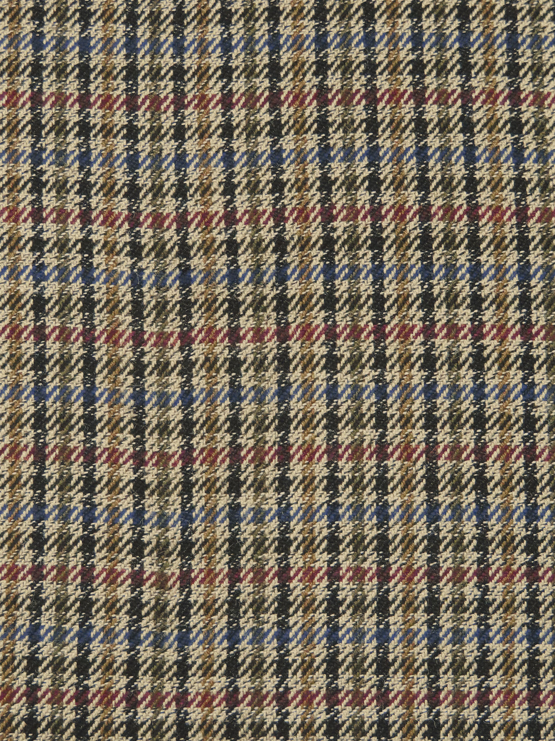 Black/Burgundy/Midnight Navy/Multi Polyester/Rayon Plaid Weave Tweed Suiting - NY Designer - 58W