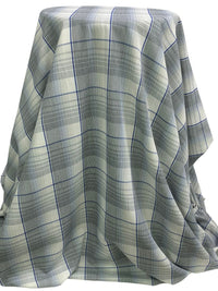 Bone/Dark Blue/Iron 100% Rayon Plaid Flannel Shirting - NY Designer - 58W