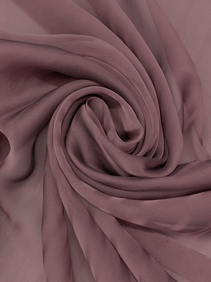 Dark Mauve Taupe Silk/Rayon Two-Tone Chiffon 44W