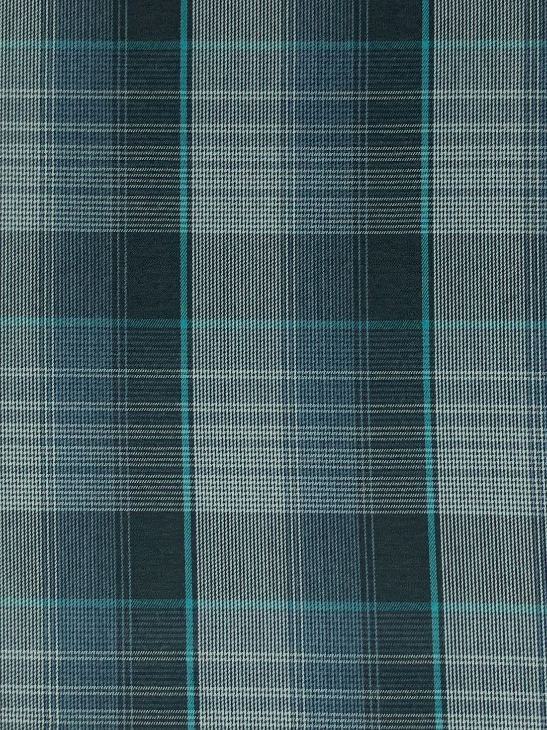 Dark Slate/Teal Blue/Off-White 100% Rayon Plaid Flannel Shirting - NY Designer - 58W