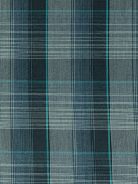 Dark Slate/Teal Blue/Off-White 100% Rayon Plaid Flannel Shirting - NY Designer - 58W