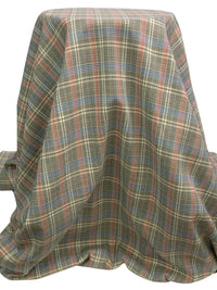 Cream/Sea Blue/Multi Cotton/Lycra Textured Plaid Stretch Suiting - NY Designer - 60W