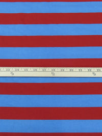 Crimson/Dark Cornflower Cotton/Lycra Horizontal Stripe Print Jersey Knit 60W