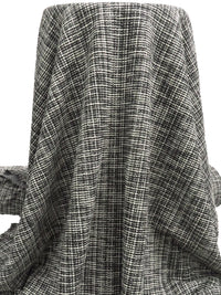 Black/Off-White/Silver Polyester/Metallic/Lycra Novelty Weave Boucle Sweater Knit 63W