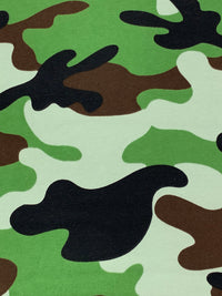 Fern Green/Royal Brown/Black/Pale Cool Sage Cotton/Lycra Camouflage Print Jersey Knit 60W