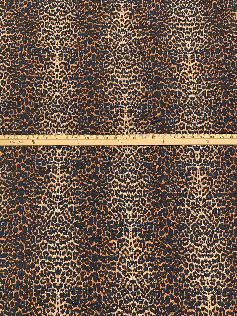 Raw Sienna/Apricot/Black 100% Rayon Animal Print Poplin 56W