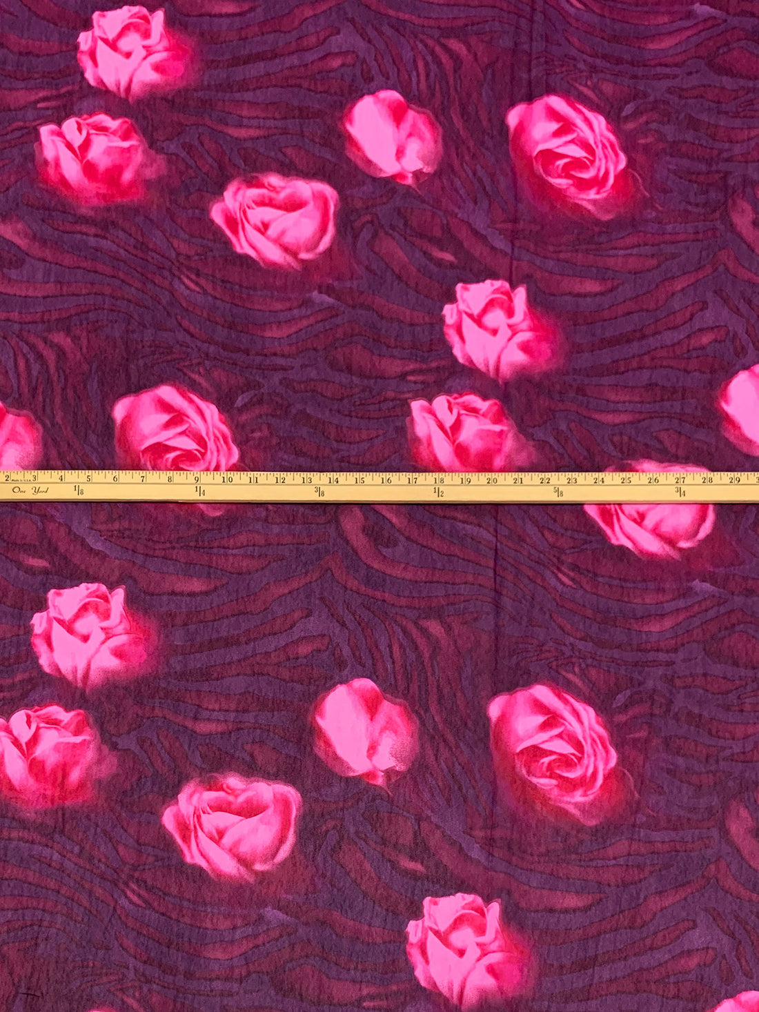 Byzantium Purple/Hot Pink/Medium Ruby 100% Rayon Abstract Floral Print Georgette 50W
