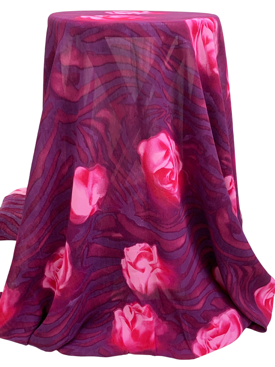 Byzantium Purple/Hot Pink/Medium Ruby 100% Rayon Abstract Floral Print Georgette 50W