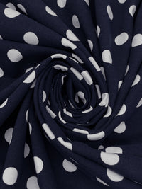 Dark Navy/White Cotton/Lycra Polka Dot Print Jersey Knit 60W