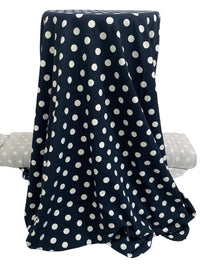 Dark Navy/White Cotton/Lycra Polka Dot Print Jersey Knit 60W