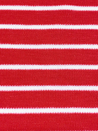 Crimson Red/White Cotton/Polyester Horizontal Stripe Interlock Knit 62W