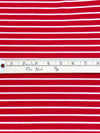 Crimson Red/White Cotton/Polyester Horizontal Stripe Interlock Knit 62W