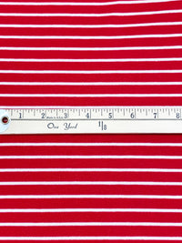 Crimson Red/White Cotton/Polyester Horizontal Stripe Interlock Knit 62W