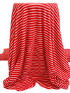 Crimson Red/White Cotton/Polyester Horizontal Stripe Interlock Knit 62W