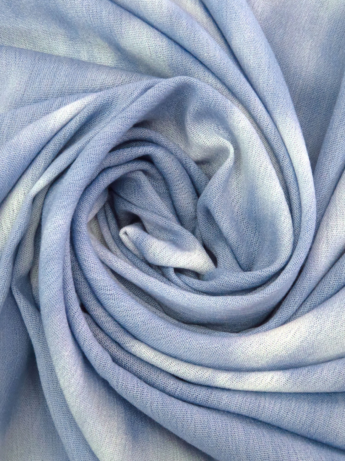 Cornflower/White 100% Rayon Tie-Dye Look Stripe Print Crinkle Challis 52W