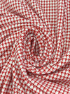 Venetian Red/White Cotton/Polyester Mini Houndstooth Print Interlock Knit 50W