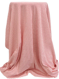 Venetian Red/White Cotton/Polyester Mini Houndstooth Print Interlock Knit 50W