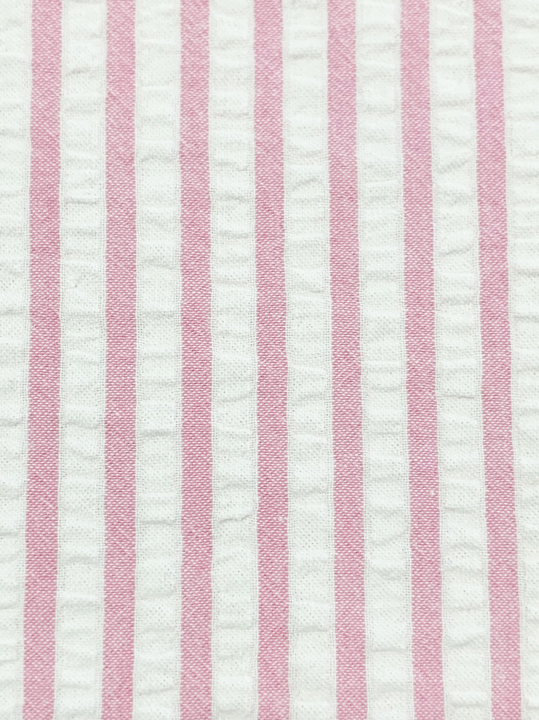 White/Cameo Pink 100% Cotton Vertical Stripe Weave Seersucker 56W