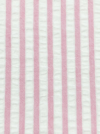 White/Cameo Pink 100% Cotton Vertical Stripe Weave Seersucker 56W