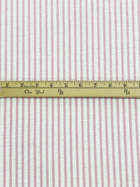 White/Cameo Pink 100% Cotton Vertical Stripe Weave Seersucker 56W