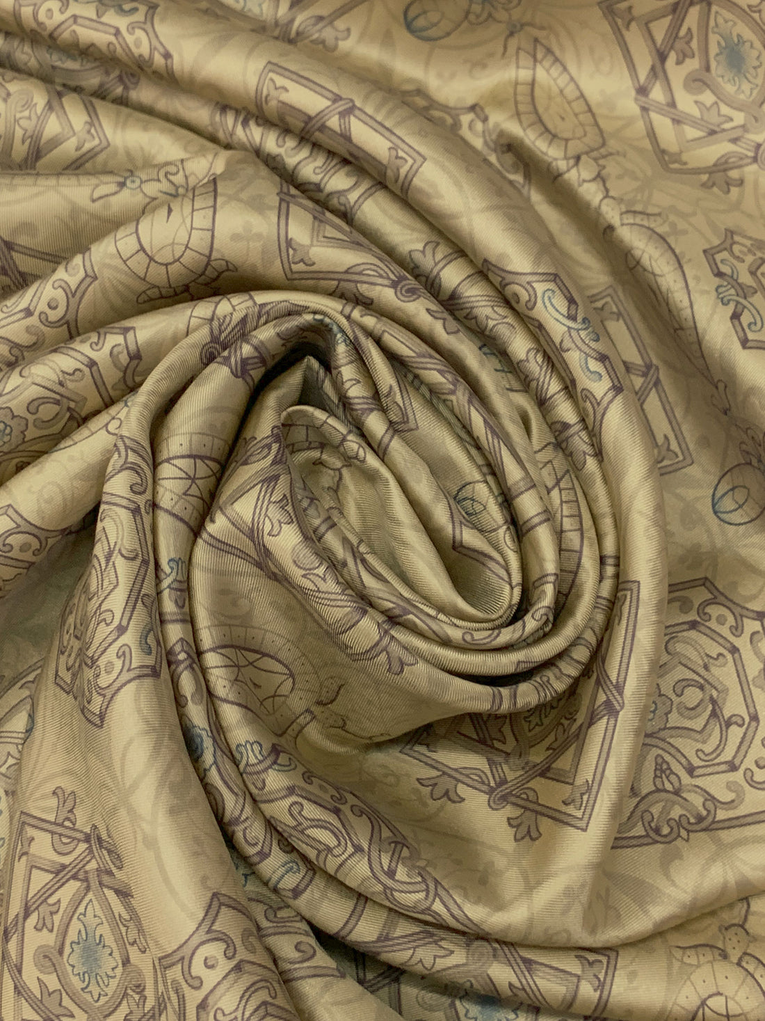 Polished Brass/Dark Mauve/Multi 100% Silk Diagonal Medallion Print Twill - Johnny Was - 45W